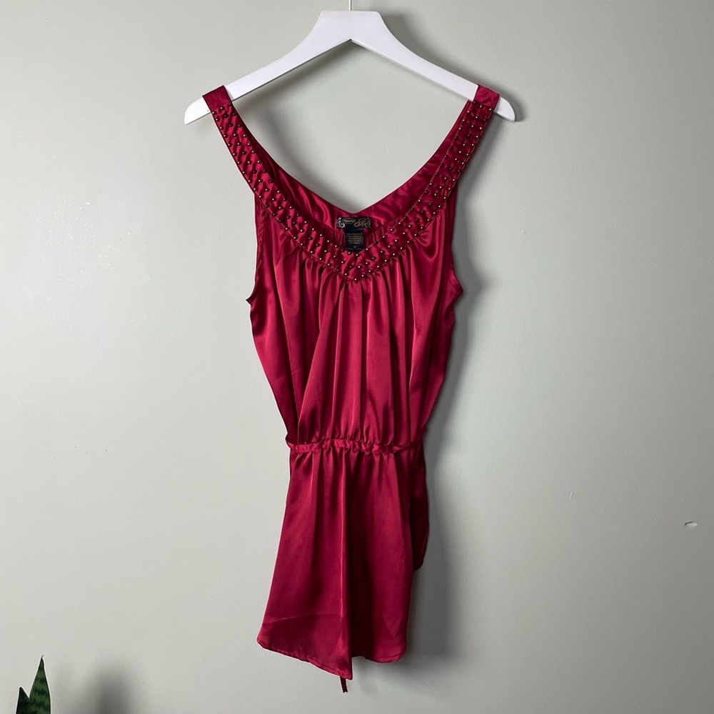 Satin Red Tank Top / Size S